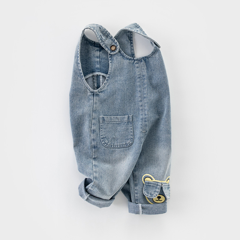 意大利风TTIT宝宝背带裤春秋款2024可爱休闲连体裤子婴儿牛仔裤