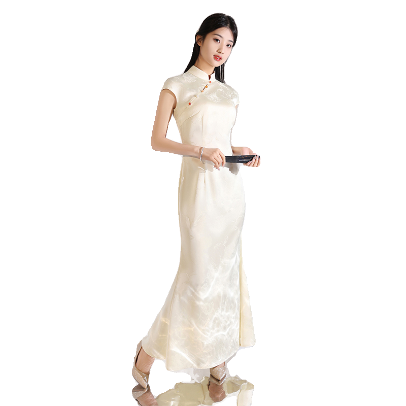 尘记【洛神赋】旗袍改良年轻款少女2025新款高端鱼尾新中式连衣裙
