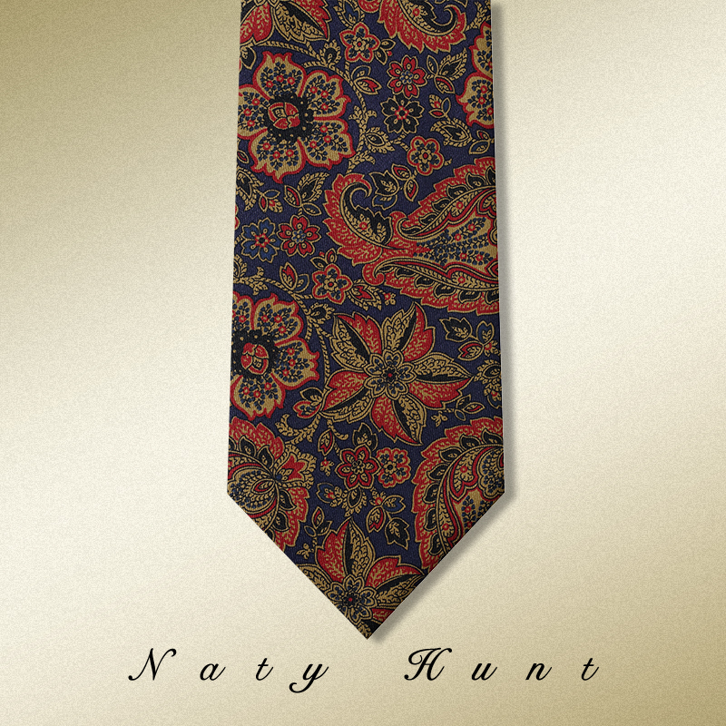 NATYHUNT复古风领带桑蚕丝宽版