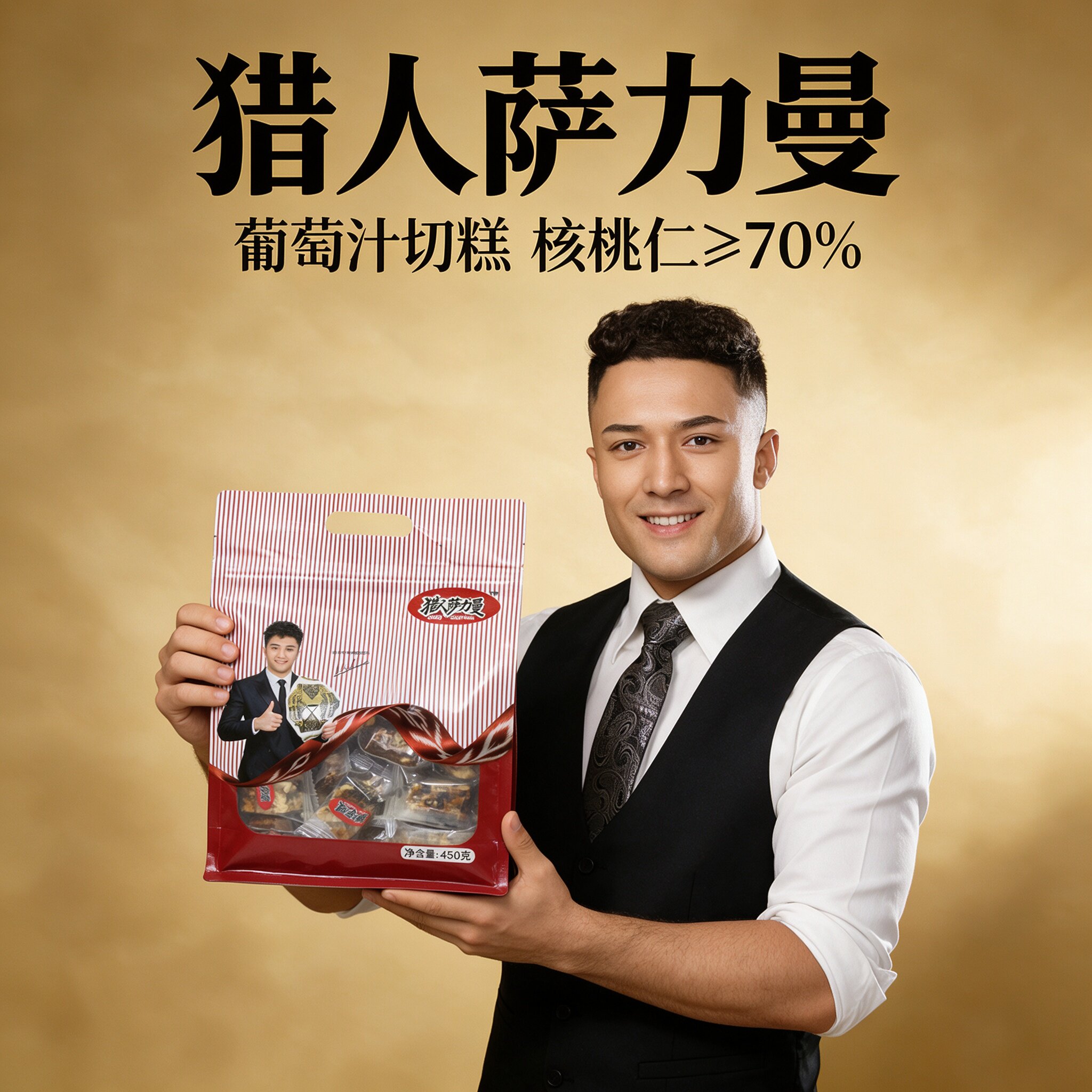 猎人萨力曼新疆特产传统美食正宗坚果切糕玛仁糖大块手工糕点小吃