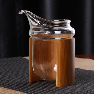 台湾玻璃茶海鹰嘴北欧风格公道杯竹筒围裙公杯高硼硅无把茶盅