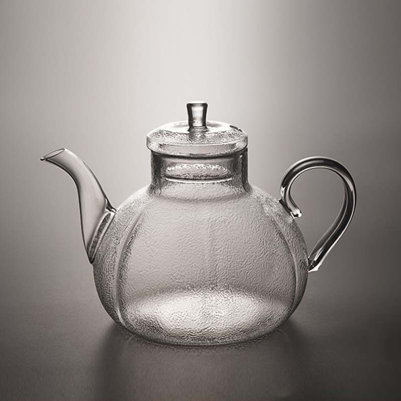 日式简约锤纹玻璃透明茶壶执壶耐热高温家用烧水壶煮茶壶