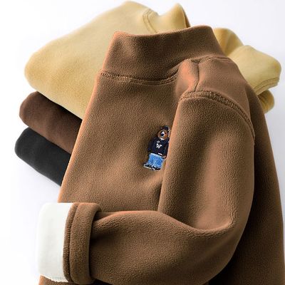 男童奥利绒半高领打底衫长袖T恤加绒加厚冬装秋冬季儿童装男宝宝