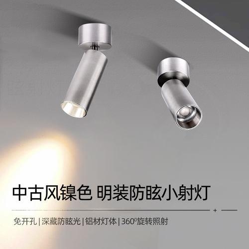 包豪斯明装射灯不锈钢镍色3W5W7W