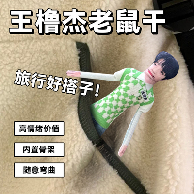 王橹杰28cm老鼠干无白边抽象玩偶四肢分离有骨架可摆造型周边娃娃