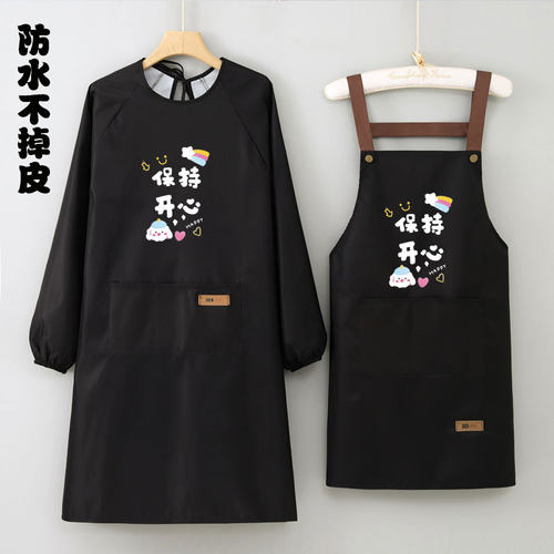 覆膜防水手工厨房纯色防水围裙