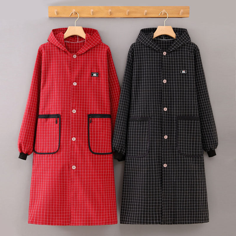 正穿连帽加长棉布围裙长袖罩衣女厨房家用做饭防污耐磨洋气工作服,家庭/个人清洁工具,围裙,淘宝优惠券,粉丝福利购,淘宝优惠卷