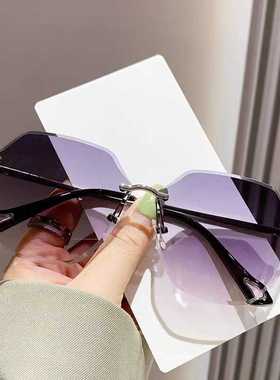 韩版防紫外线渐变无框墨镜