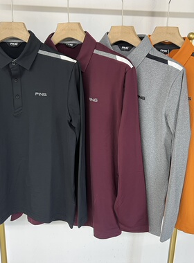 24315 出口韩国余高尔夫服装男士秋冬新品薄绒保暖翻领长袖上衣