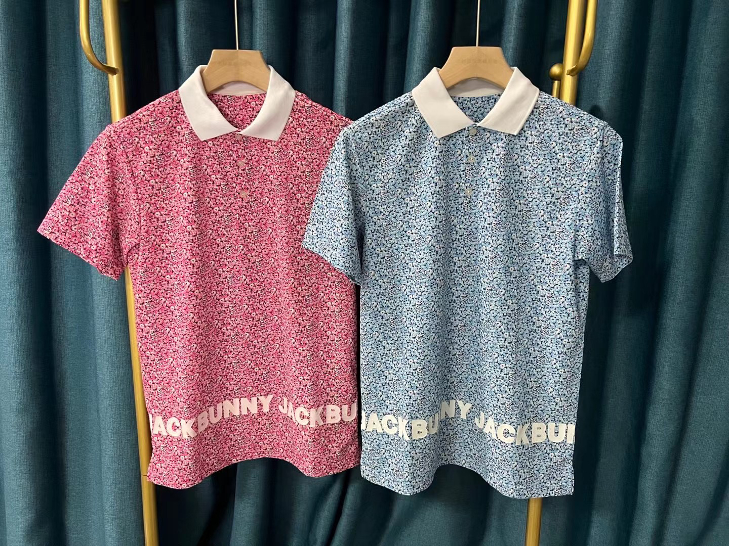 G004  新款夏季男士高尔夫短袖球衣翻领薄款搭配满印碎花速干日单