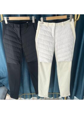 6K39 韩国高尔夫冬季运动时尚长裤女士拼接设计保暖弹力羽绒裤子