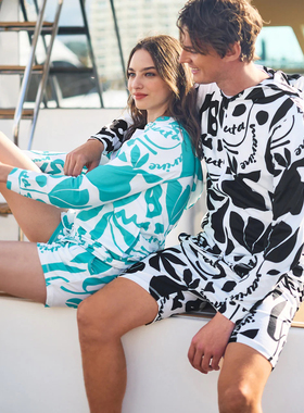 13m35 日潮MUTA高尔夫男女同款水陆两满印花纹拉链连帽夏季外套