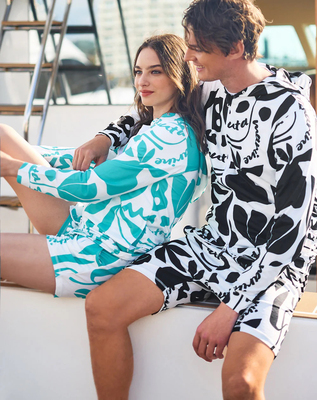 13m35 日潮MUTA高尔夫男女同款水陆两满印花纹拉链连帽夏季外套