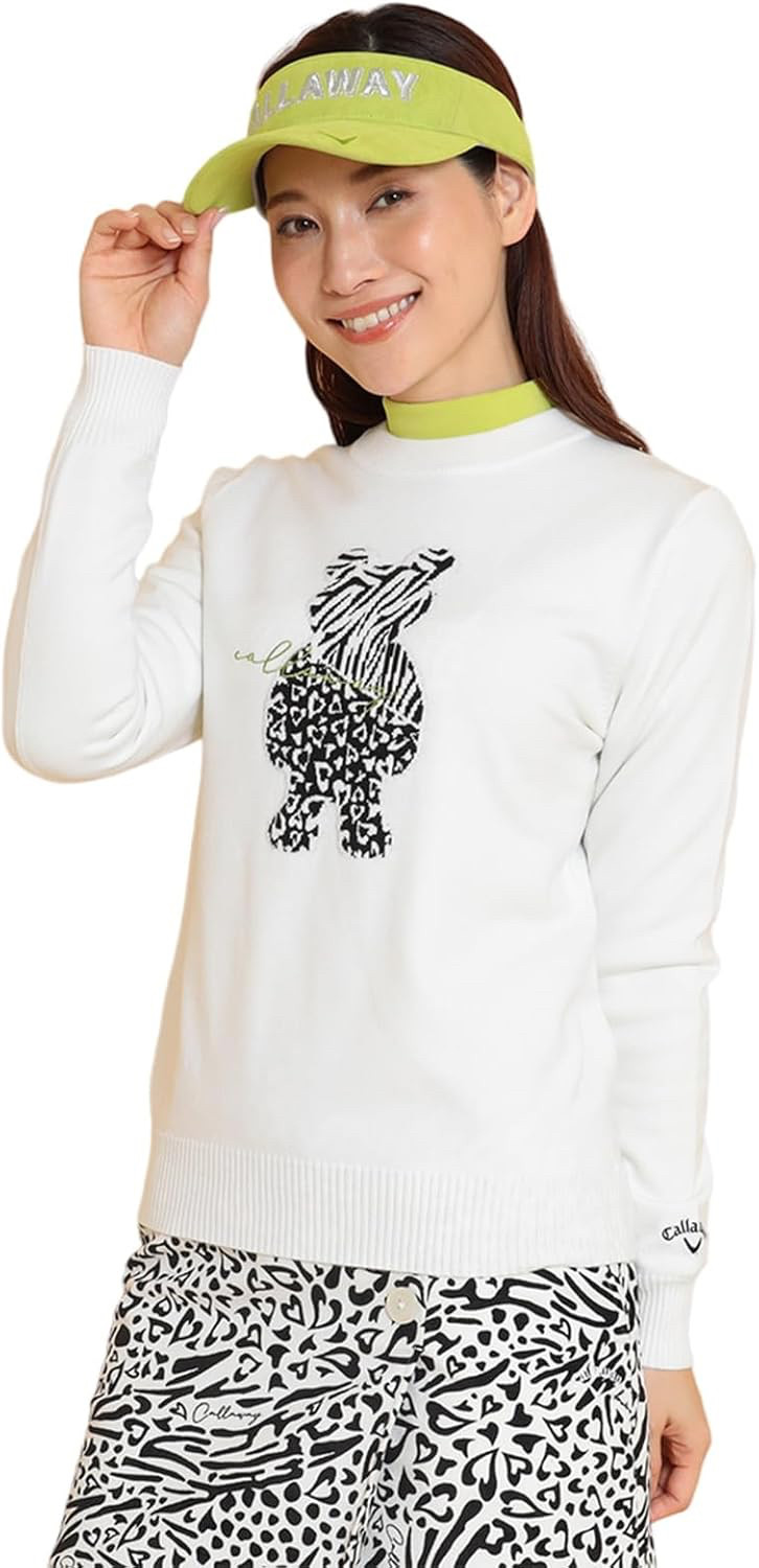 22129 出口日本余高尔夫服装女士秋冬新品提花长袖圆领保暖毛衣