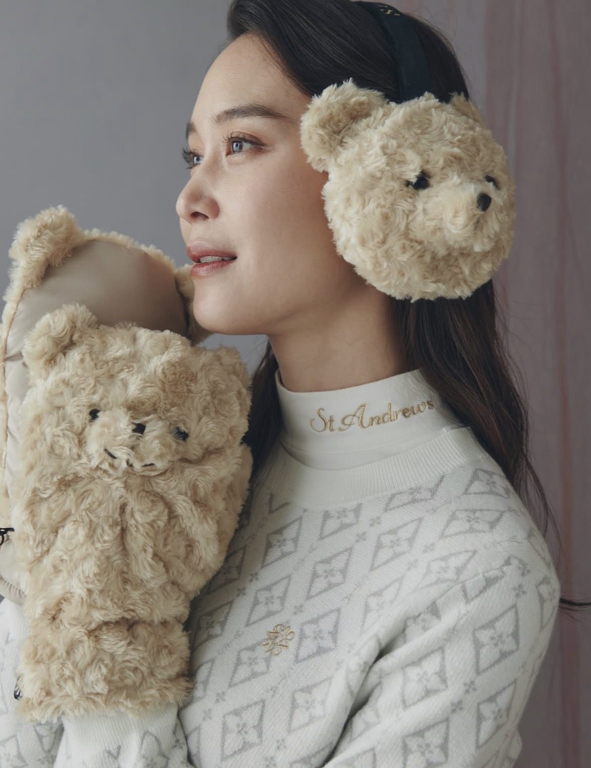 日本代购奢华高尔夫女士穿搭秋冬小熊保暖防寒卡通耳包耳罩golf,运动/瑜伽/健身/球迷用品,高尔夫上装,淘宝优惠券,粉丝福利购,淘宝优惠卷