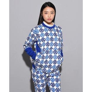 29K054日本潮牌猴哥高尔夫服装女士秋冬新款圆领满印卫衣防风柔软