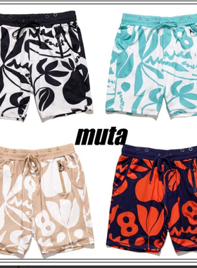 13m34日潮MUTA高尔夫男女同款短裤水陆两用满印花纹速干弹力透气