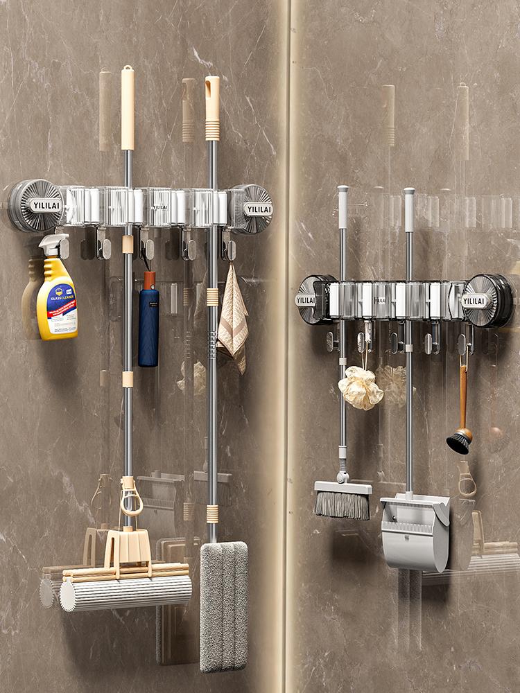 拖把怎么收纳！！吸盘拖把壁挂夹免打孔挂钩浴室固定架扫把收纳挂