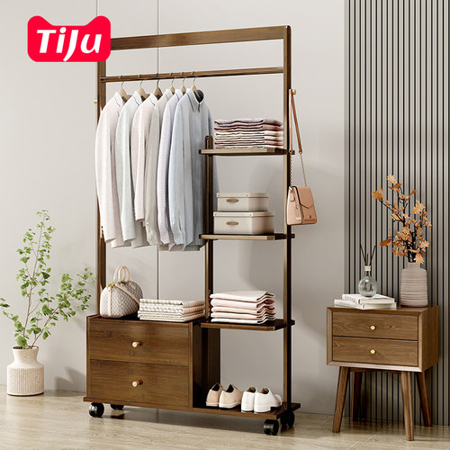 实木衣架落地衣帽架卧室家用挂衣架简易晾衣架房间放衣服架子室内