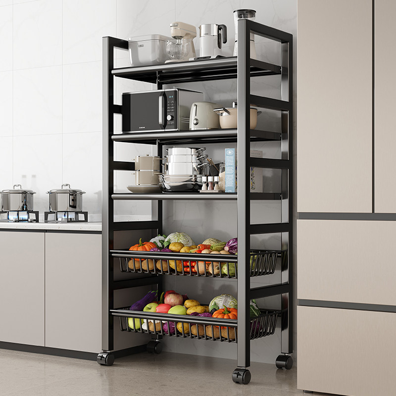 厨房置物架落地多层用夹缝微波炉收纳架多功能菜篮子橱柜货架子,厨房/烹饪用具,碗架,淘宝优惠券,粉丝福利购,淘宝优惠卷