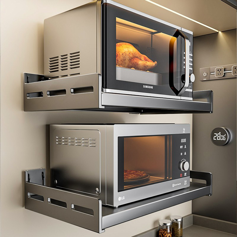 灰厨房微波炉架子置物架壁挂式多功能收纳免打孔上墙支架放烤箱,厨房/烹饪用具,微波炉置物架,淘宝优惠券,粉丝福利购,淘宝优惠卷