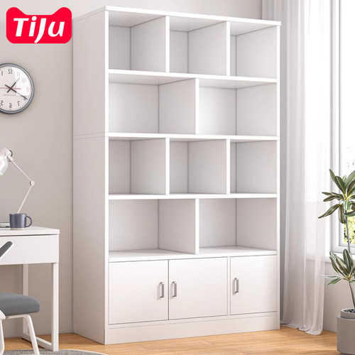 简易书架落地靠墙客厅置物架分层收纳架储物柜子一体简约家用书柜