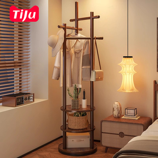 实木挂衣架落地卧室收纳家用衣帽架房间小型不占空间挂衣服的架子