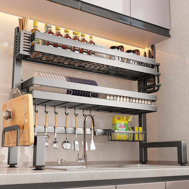 枪灰厨房水槽置物架台面碗盘收纳架多功能洗碗架水池放碗碟沥水架,厨房/烹饪用具,厨房清洁/工具套装,淘宝优惠券,粉丝福利购,淘宝优惠卷