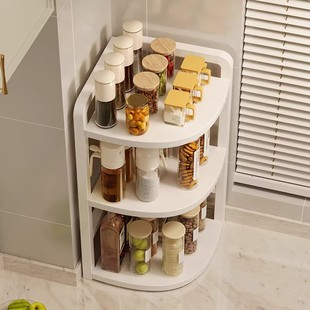 厨房转角置物架台面角落调料架靠墙一体三角调料品层收纳架