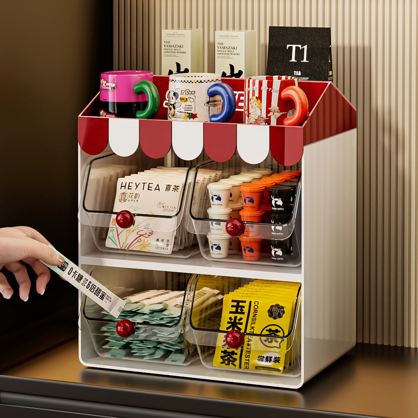 茶包收纳盒茶水间吧台咖啡置物架