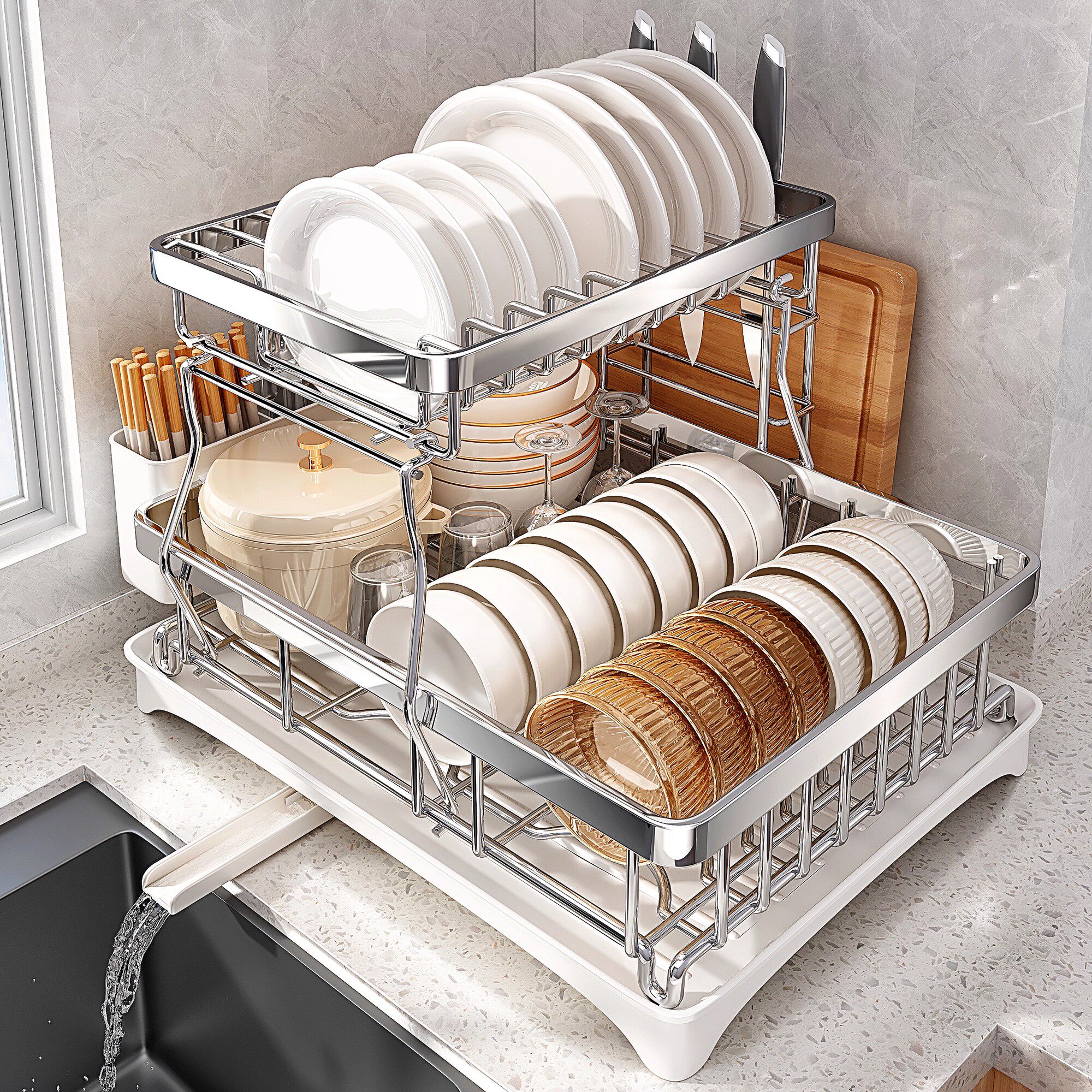 304不锈钢碗碟收纳架厨房置物架