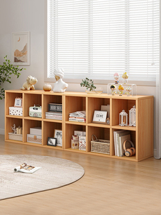 柜子储物柜书架置物架落地书柜家用收纳柜分层架八格柜矮柜格子柜