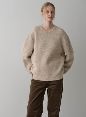 宽松休闲 韩国设计师FACA~25冬 低圆领厚实保暖慵懒风针织衫毛衣