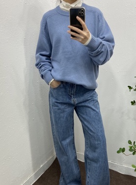 mmjz韩系小众FP25冬极简时髦圆领宽松慵懒软糯保暖针织衫毛衣女