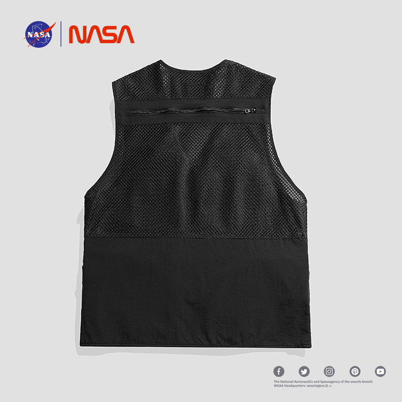 NASA 공동 얇은 조끼 남성 여름 등산 멀티 포켓 야외 사진 낚시 속건 캐주얼 조끼
