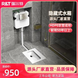 水箱嵌入式 瑞尔特蹲便器隐藏式 蹲坑便池暗藏隐形入墙卫生间冲水箱
