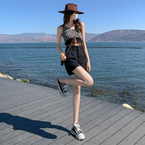 高腰牛仔短裤女夏天薄款