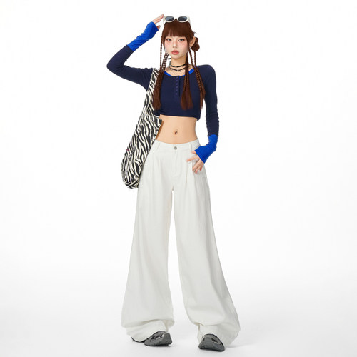 夏季薄款梨型身材显瘦直筒裤子