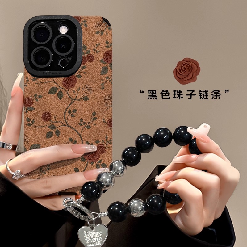 咖纹玫瑰适用荣耀400Pro/300手机壳200/100Pro女新款90贴皮全包x70防摔x60i轻奢magic7Pro/6畅玩70plus保护套