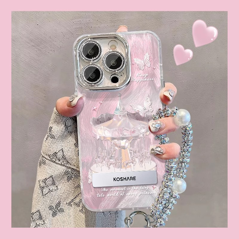 旋转木马适用苹果16promax手机壳2025女新款外壳iPhone15plus14/13/12/11摄像头全包镜头十五8/7带挂绳xs/max