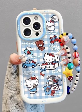 格纹凯蒂猫适用华为mate80/70/60/50Pro手机壳pura80Pro/70/60女新款nova14Pro/13/12/11硅胶P40畅享保护套