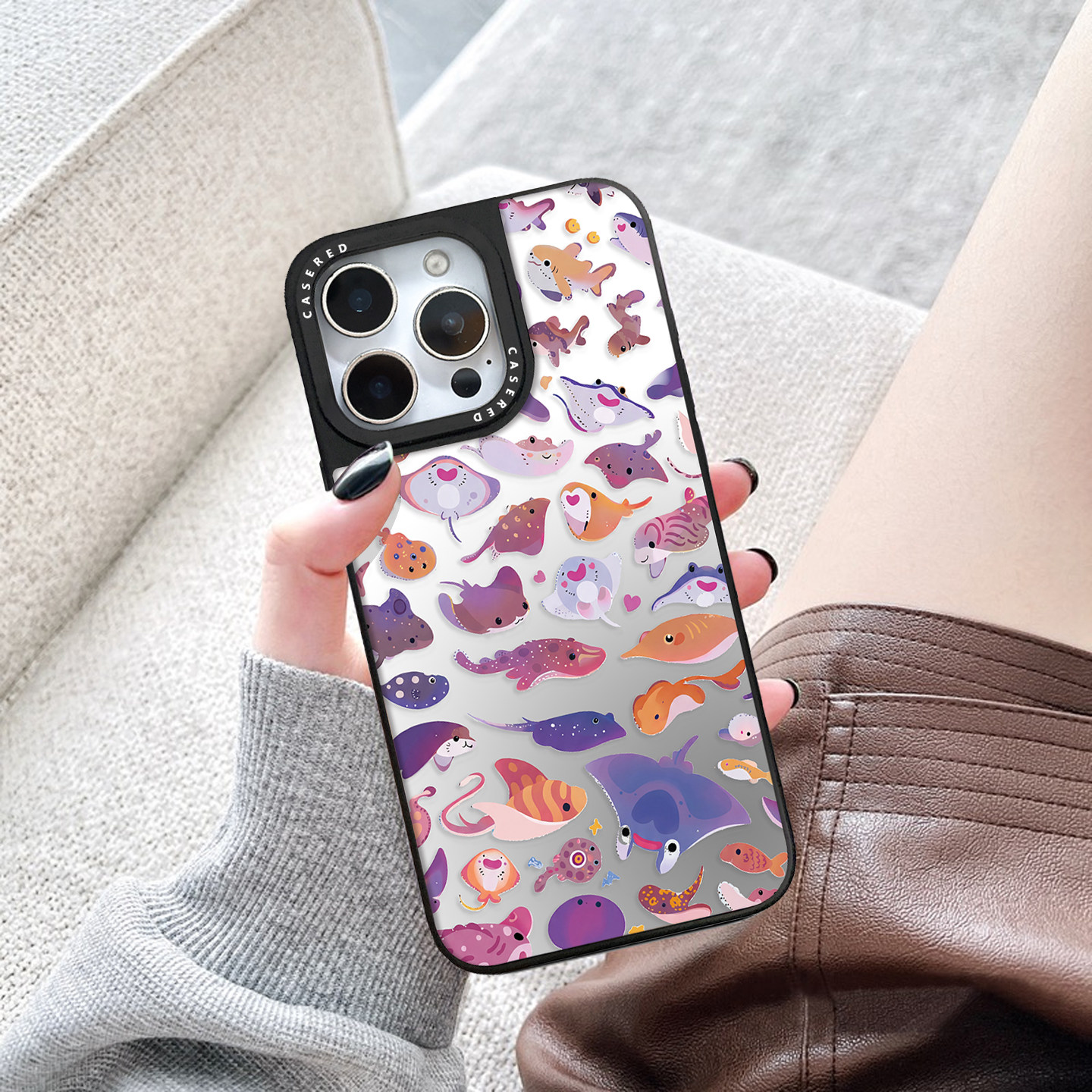 海底世界适用苹果17promax手机壳iPhone16Pro新女款15Pro镜面14plus高级感13Promax/12Pro网红11防摔保护套