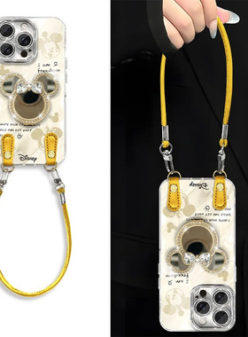 米奇镜子支架适用苹果17Pro/16系列手机壳iPhone15promax斜跨14挂绳13新女款12Pro镜头膜11防摔x/xsmax保护套