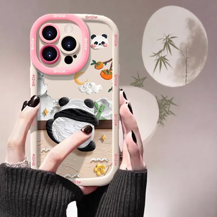 爬墙熊猫适用OPPOfindx9/8s/7/6Pro手机壳Reno15/14/13/12女新款10Pro+全包A5Pro硅胶a93s真我realmeGT保护套