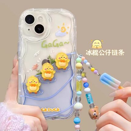 游泳鸭适用opporeno15/14/13/12手机壳新款9pro+/8/7/6/K9可爱findx9/8女款a93s/72/真我GT7/neo5/realmeV30