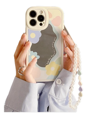 苹果软硅胶小众全包镜面彩色花朵