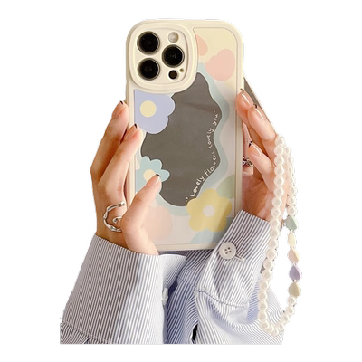 苹果软硅胶小众全包镜面彩色花朵