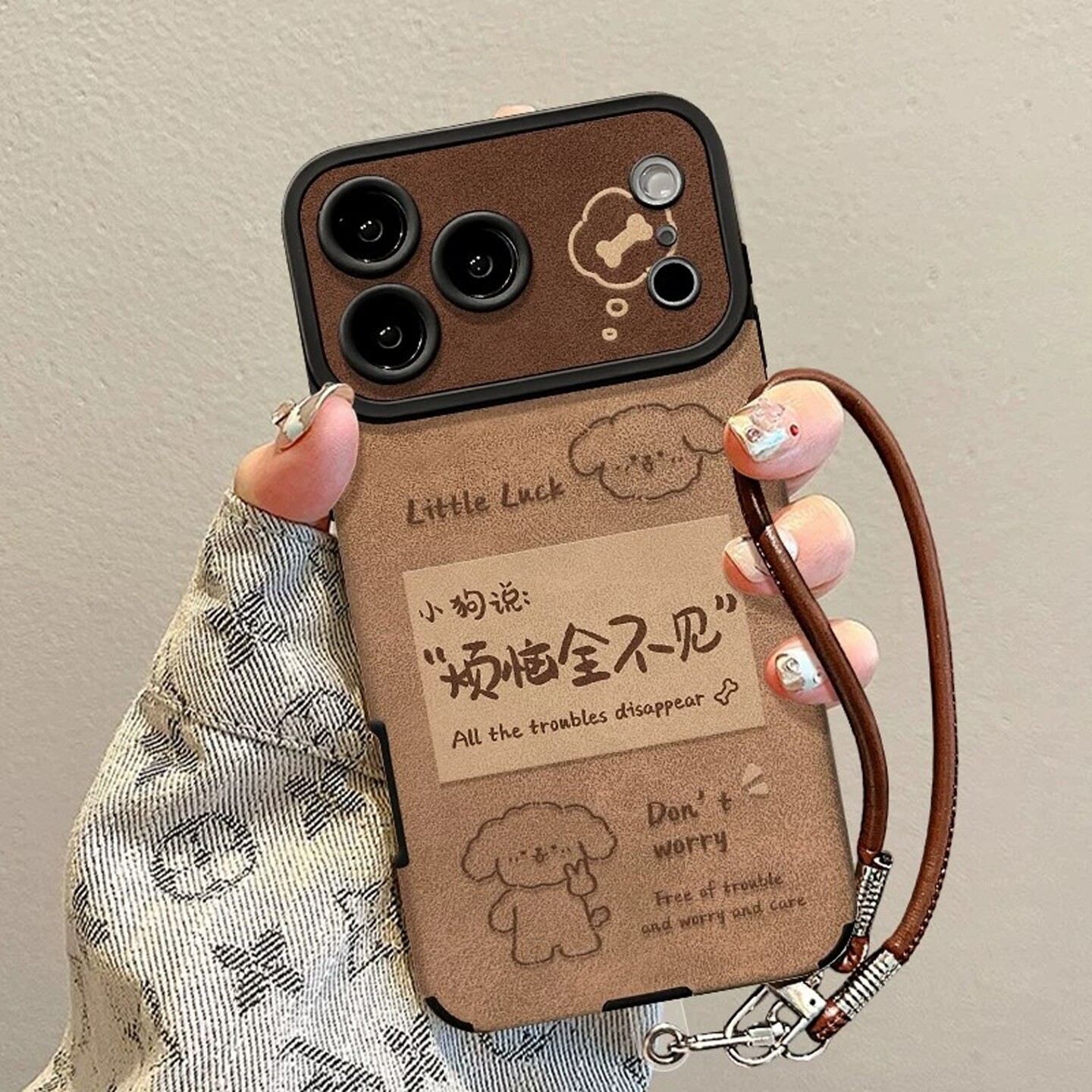 秋冬新款皮纹防摔手机壳适用苹果