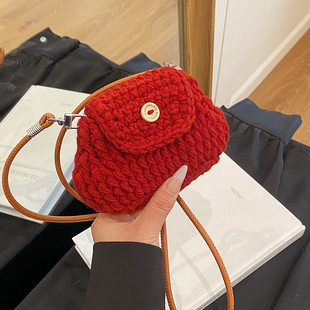 手工编织毛线成品包包女2025新款时尚百搭单肩斜挎包高级感手提包