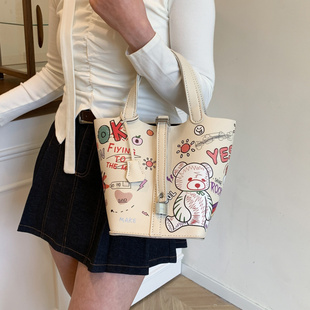 diy自制涂鸦菜篮子水桶包手工编制材料包女手提单肩包大容量礼物